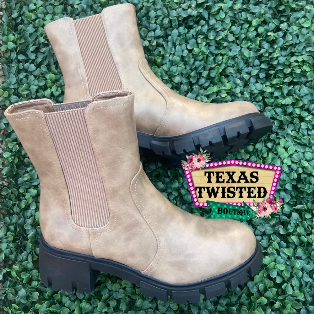 Faux Leather Women’s Boots | Taupe